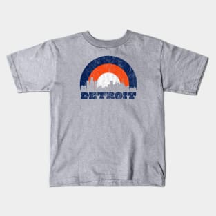 Detroit Vintage Sunrise - Baseball Colors Kids T-Shirt